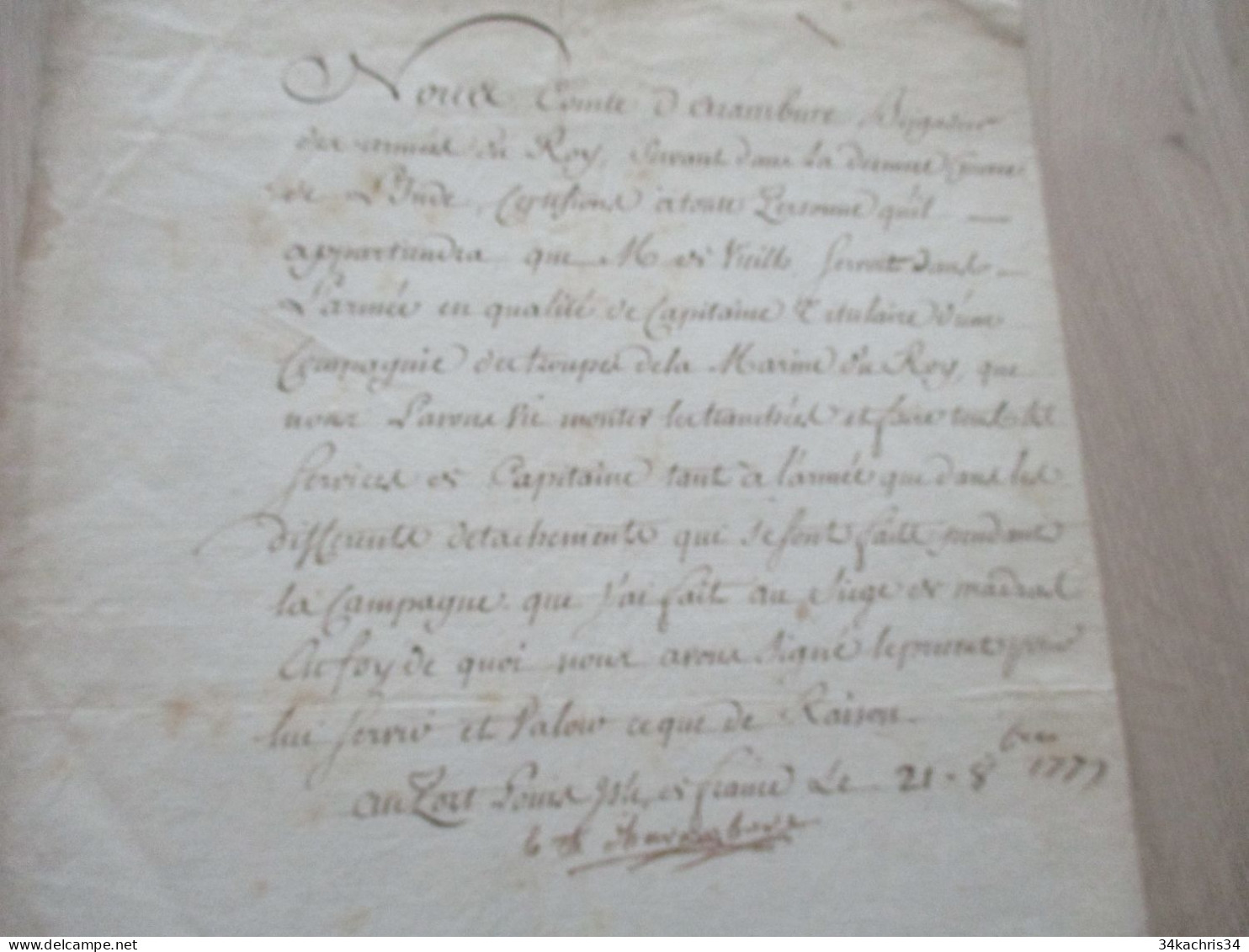 M45 Compagnie Des Indes Pièce Signée Comte D'Arambure 1779 Port Louis Isle De France Certificat Pur Vieilh Capitaine - Personaggi Storici