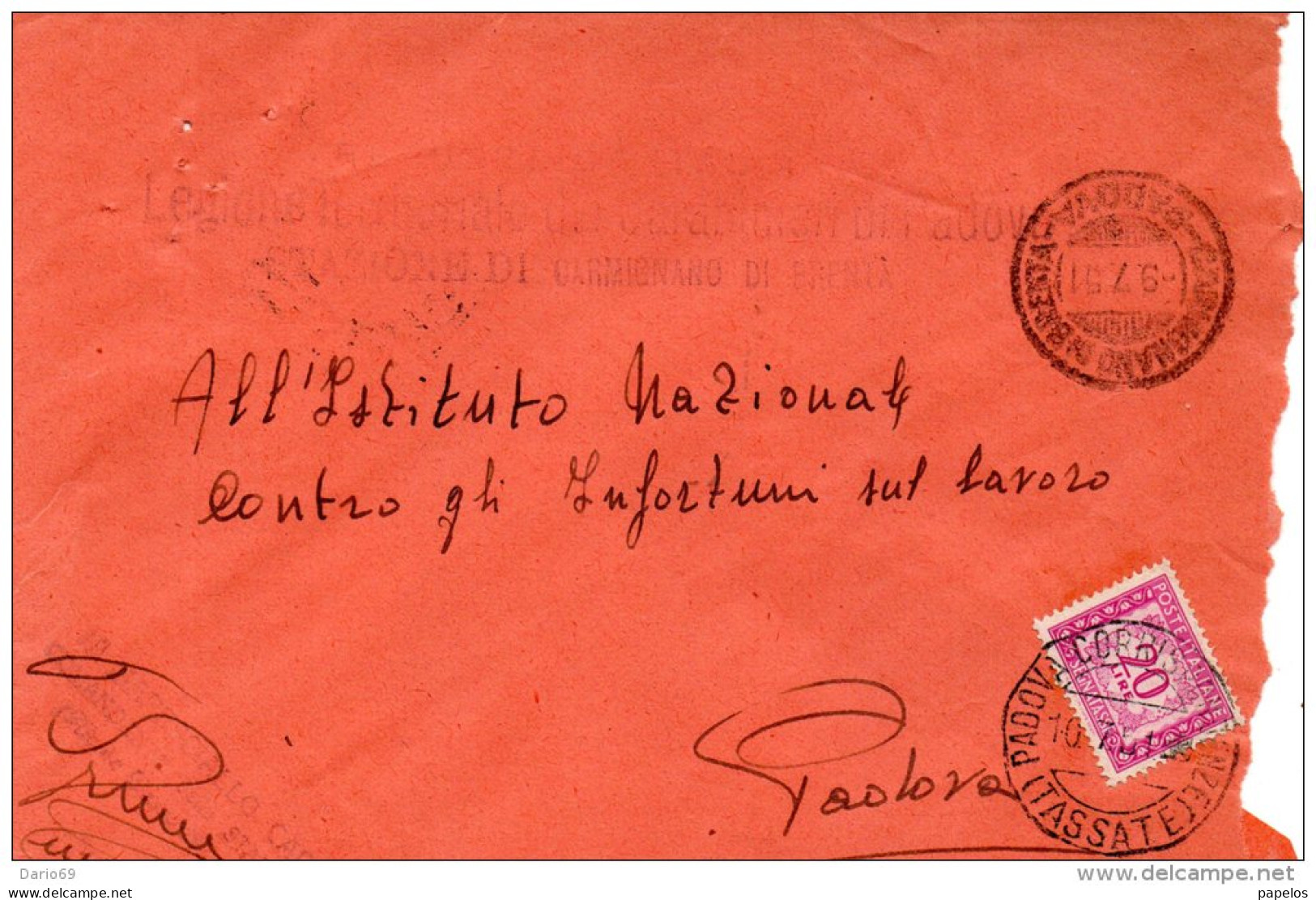 1951  LETTERA CON ANNULLO CARMIGNANO DI BRENTA  PADOVA - Postage Due