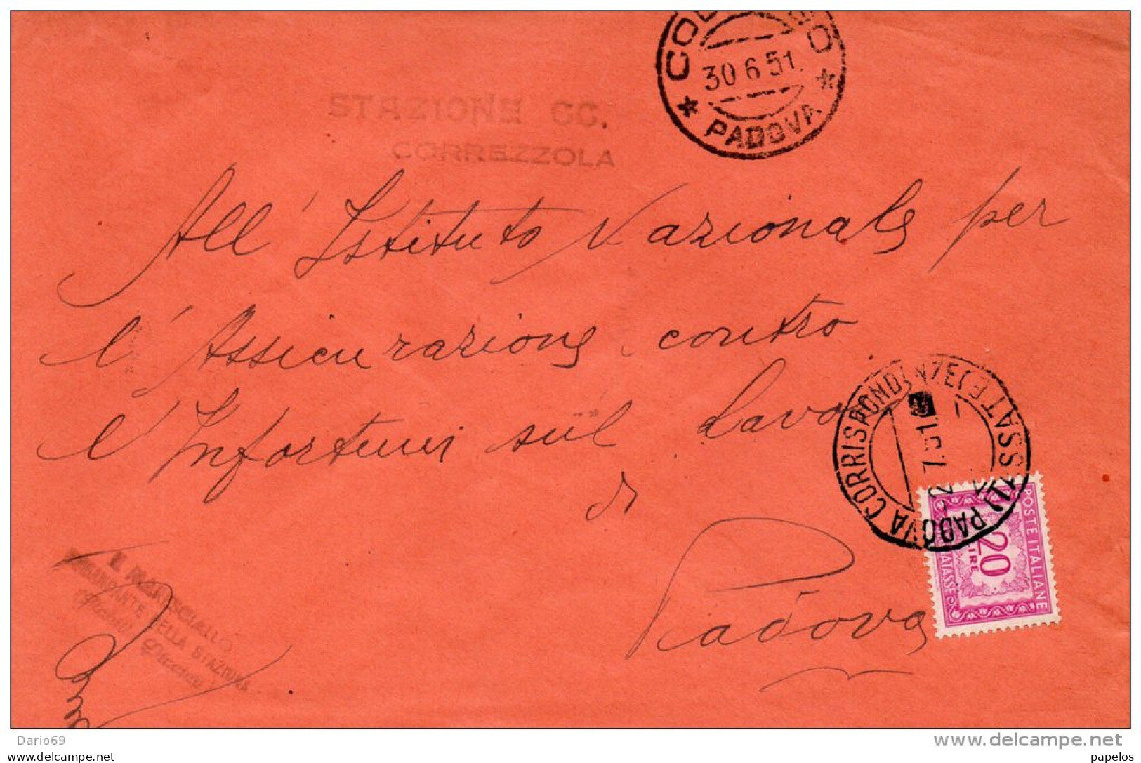 1951  LETTERA CON ANNULLO   PADOVA - Postage Due