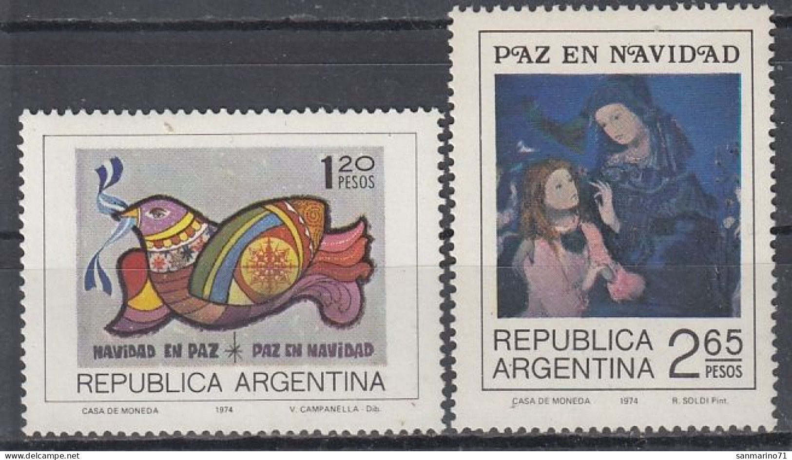 ARGENTINA 1203-1204,unused,Christmas 1974 (**) - Ungebraucht