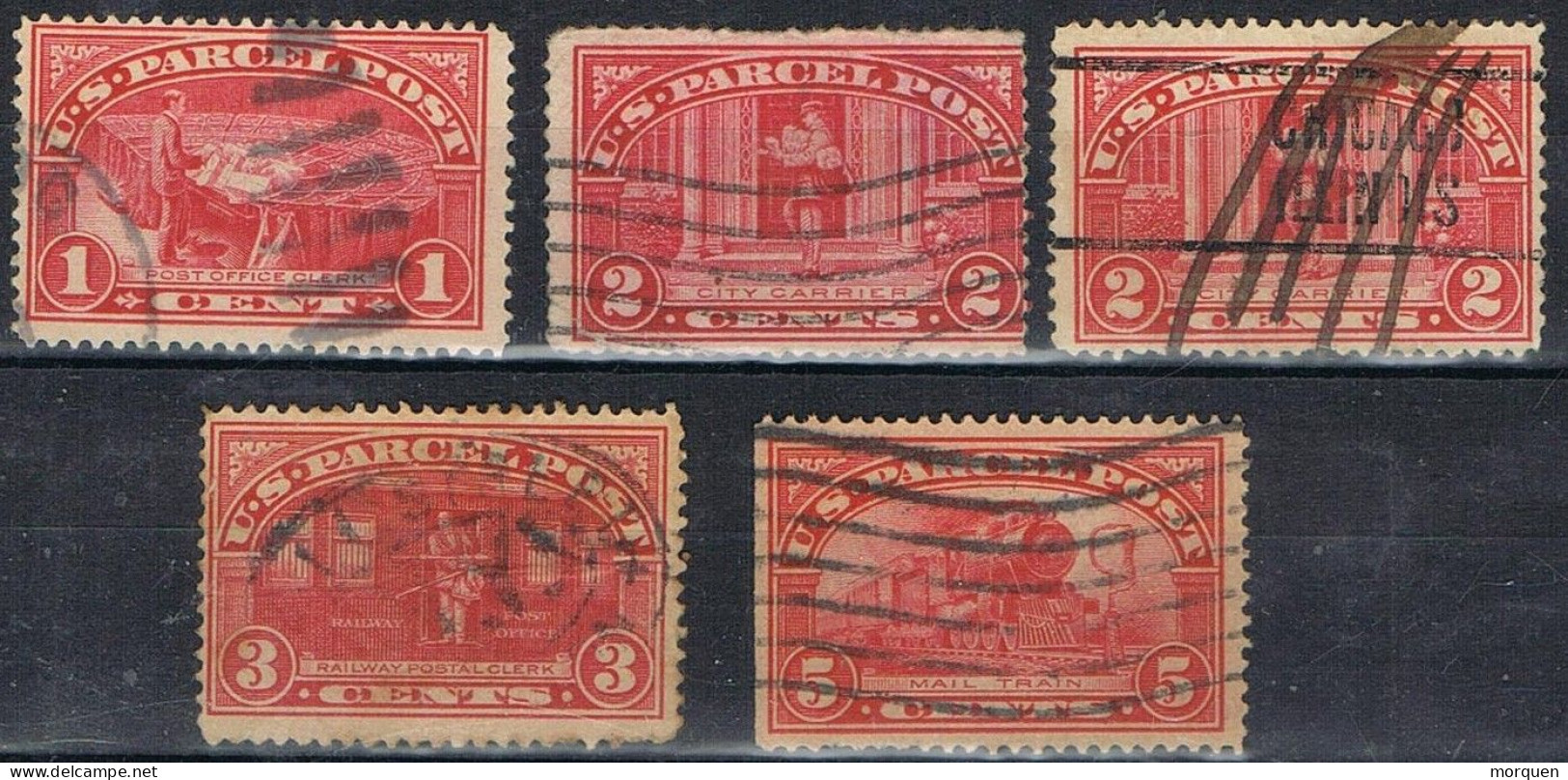 Lote 5 Sellos PARCEL POST  1912 USA. Num 1-2-2-3-5 º - Parcel Post & Special Handling