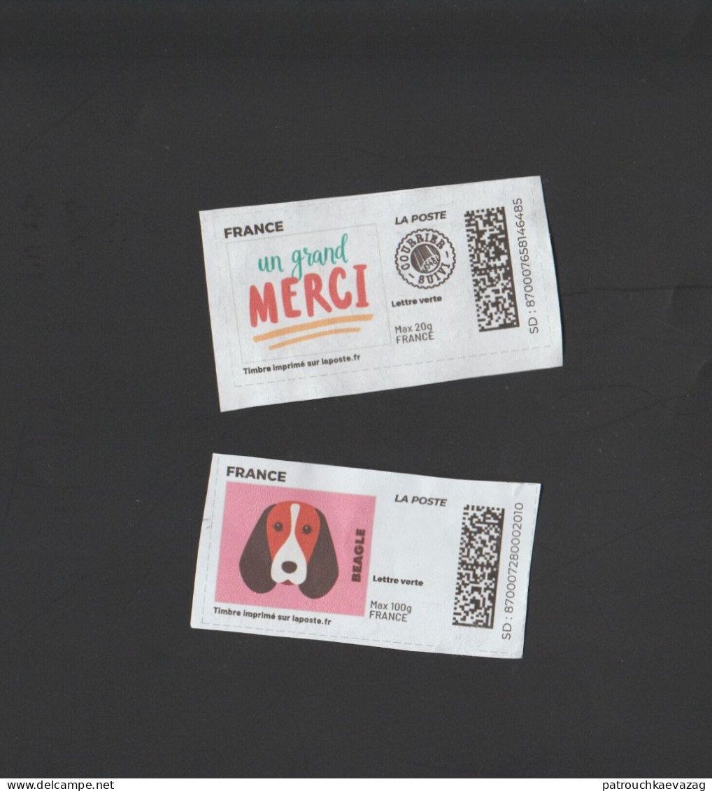 France - 2023 - 2 Timbres Imprimés Laposte.fr - 1 LV 20 Gr Suivi Et 1 LV 100 Gr - Gebraucht