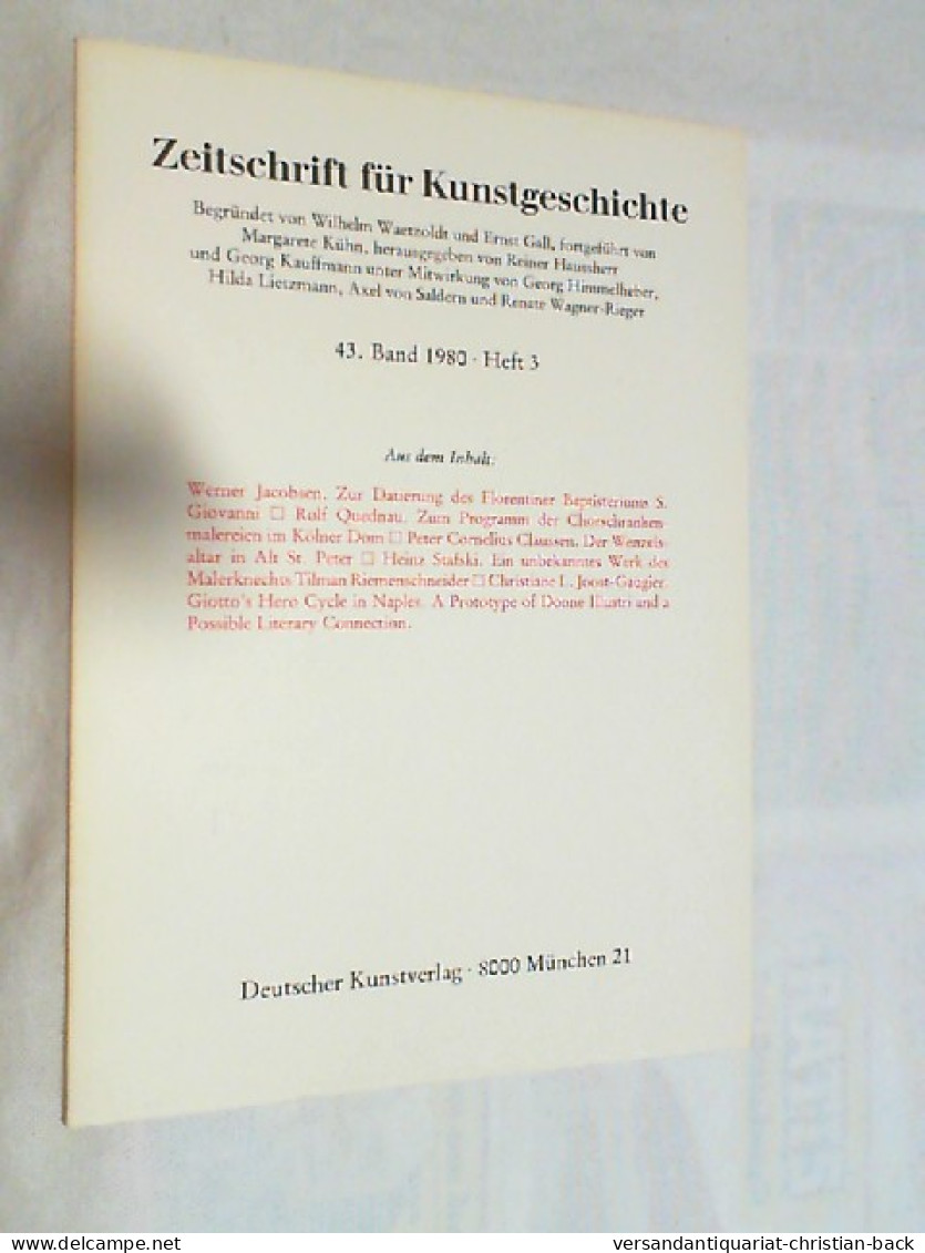 Zeitschrift Für Kunstgeschichte ; 1980 ; 43. Band Heft 3 - Kunst