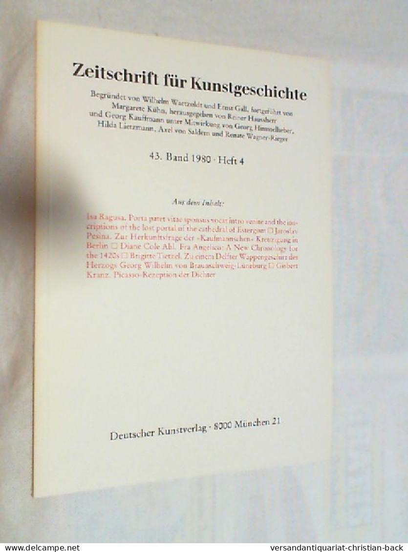 Zeitschrift Für Kunstgeschichte ; 1980 ; 43. Band Heft 4 - Arte