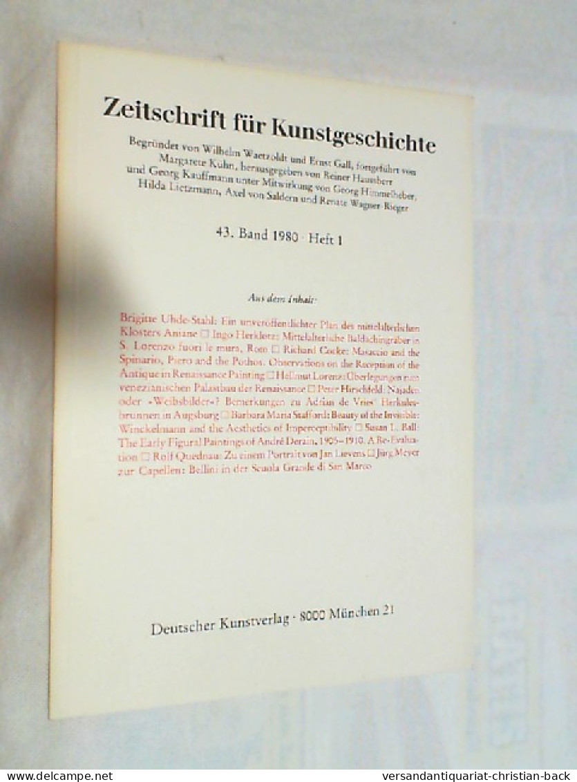 Zeitschrift Für Kunstgeschichte ; 1980 ; 43. Band Heft 1 - Kunst