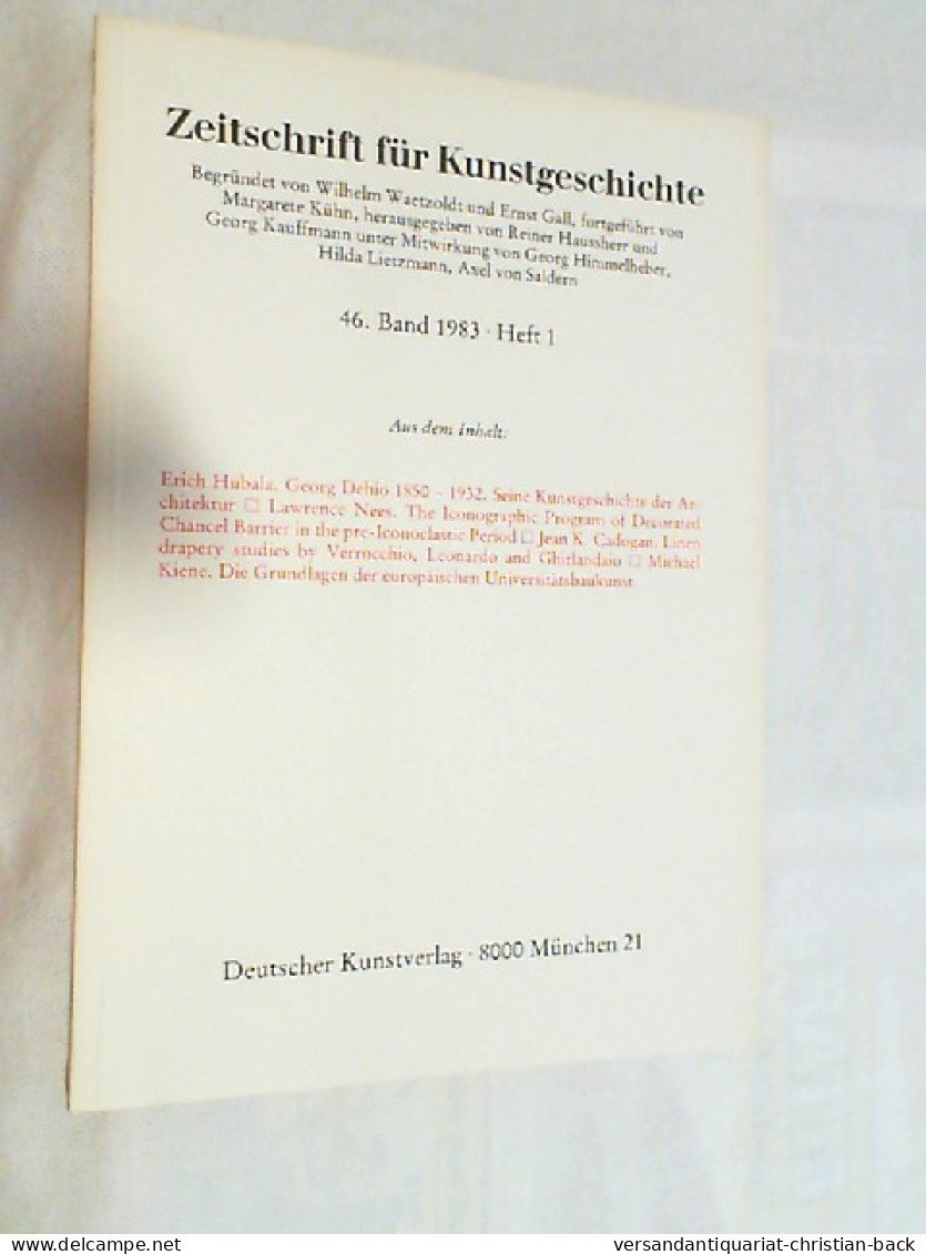 Zeitschrift Für Kunstgeschichte ; 46. Band 1983 Heft 1 - Kunst