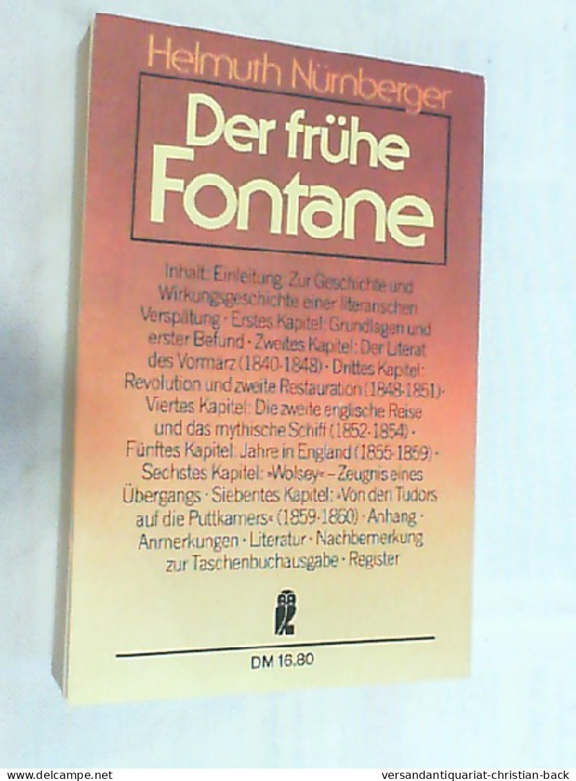 Der Frühe Fontane : Politik, Poesie, Geschichte; 1840 - 1860. - Autres & Non Classés