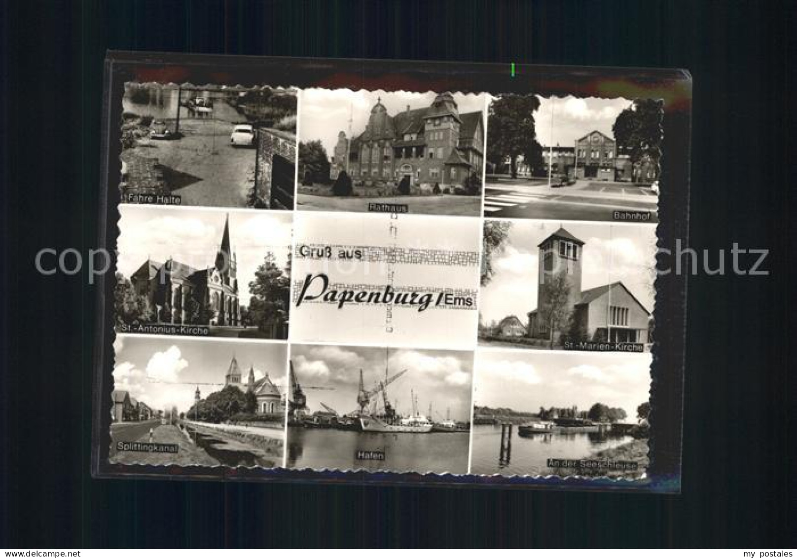 42105975 Papenburg Ems Faehre Halte Rathaus Bahnhof Kirche Kanal Hafen Schleuse  - Papenburg