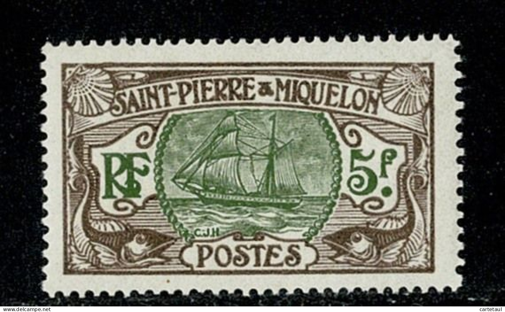 SAINT PIERRE MIQUELON 1909 Bateau Pêche 5f *  2 Scan - Unused Stamps