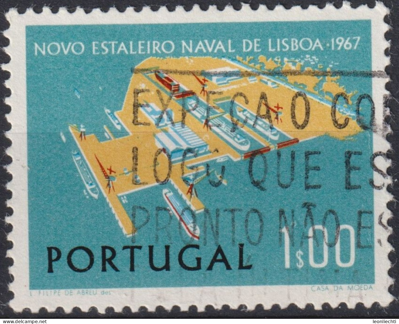 1967 Portugal ° Mi:PT 1036, Sn:PT 1004, Yt:PT 1017, Shipyard, Margueira, Lisbon, Estaleiro - Oblitérés