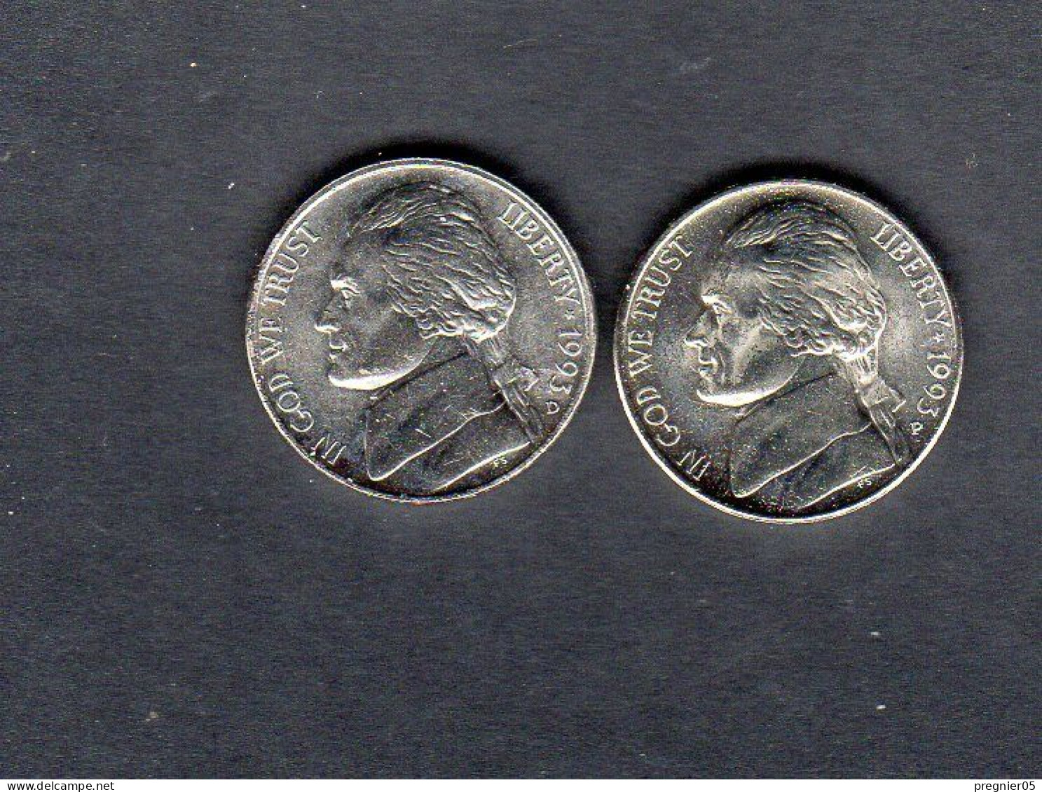 USA - Lot 2 Pièces 5 Cents "Jefferson Nickel"  1993D + P NEUF/UNC  KM.192 - 1938-…: Jefferson