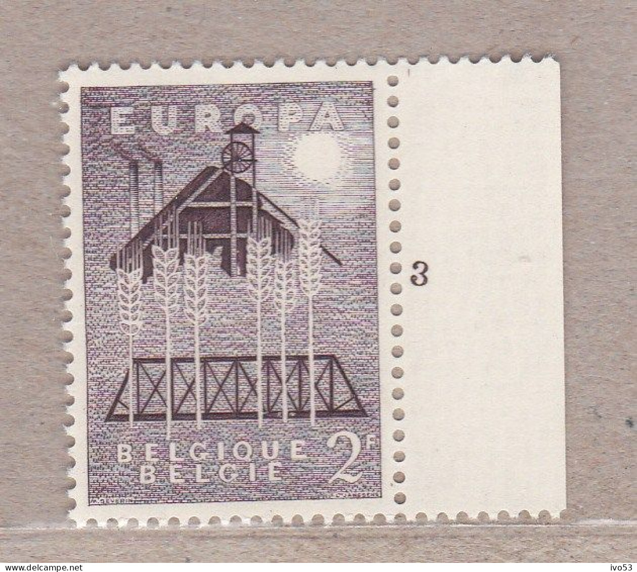 1957 Nr 1025** Plaatnummer 3.Europa. - ....-1960