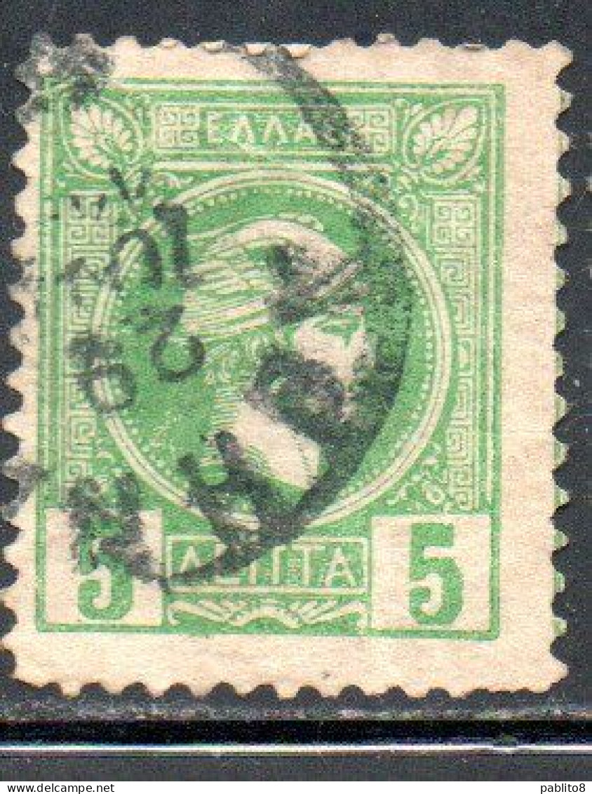 GREECE GRECIA ELLAS 1889 1891 1895 HERMES MERCURIO LEPTA 5L USATO USED OBLITERE' - Oblitérés