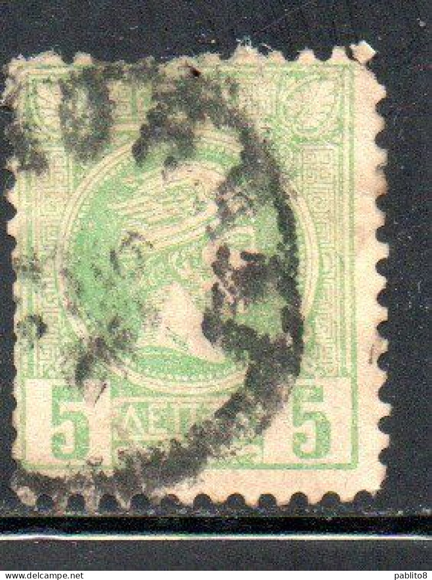 GREECE GRECIA ELLAS 1889 1891 1895 HERMES MERCURIO LEPTA 5L USATO USED OBLITERE' - Used Stamps