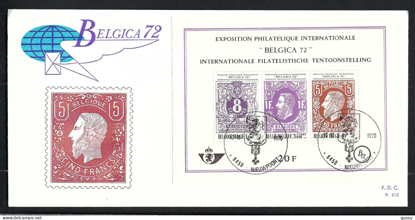 BELGIQUE Ca.1972: LSC De Nieuwpoort  Avec CAD De L'Exposition Internationale Philatélique "Belgica 72" - Storia Postale