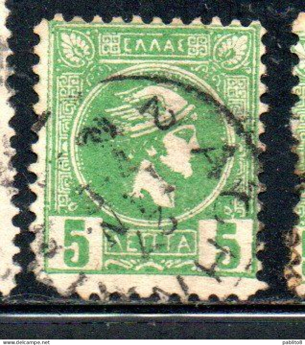 GREECE GRECIA ELLAS 1889 1891 1895 HERMES MERCURIO LEPTA 5L USATO USED OBLITERE' - Used Stamps