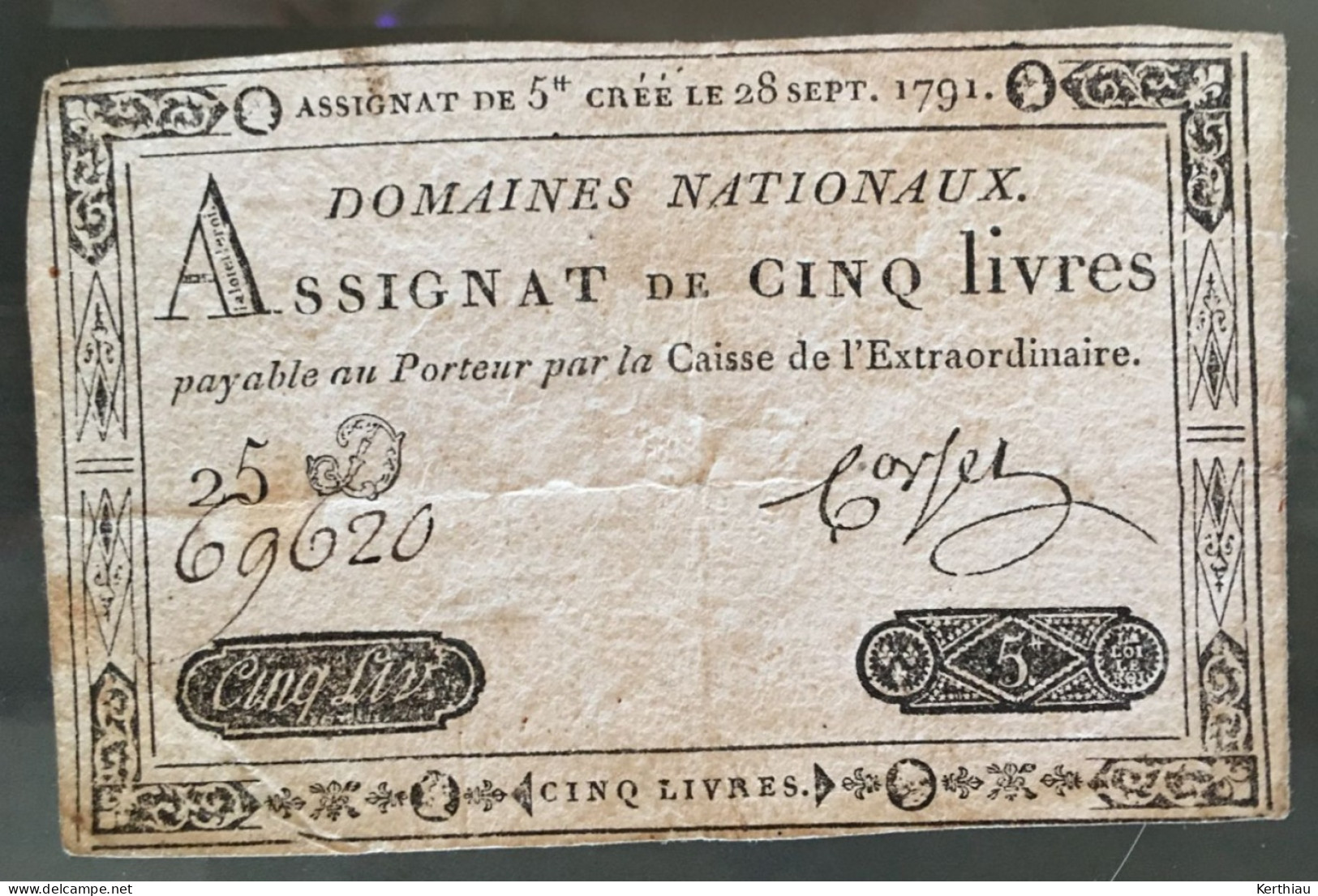 ASSIGNAT 5 Livres - Créé Le 28 Sept. 1791 - Assignats