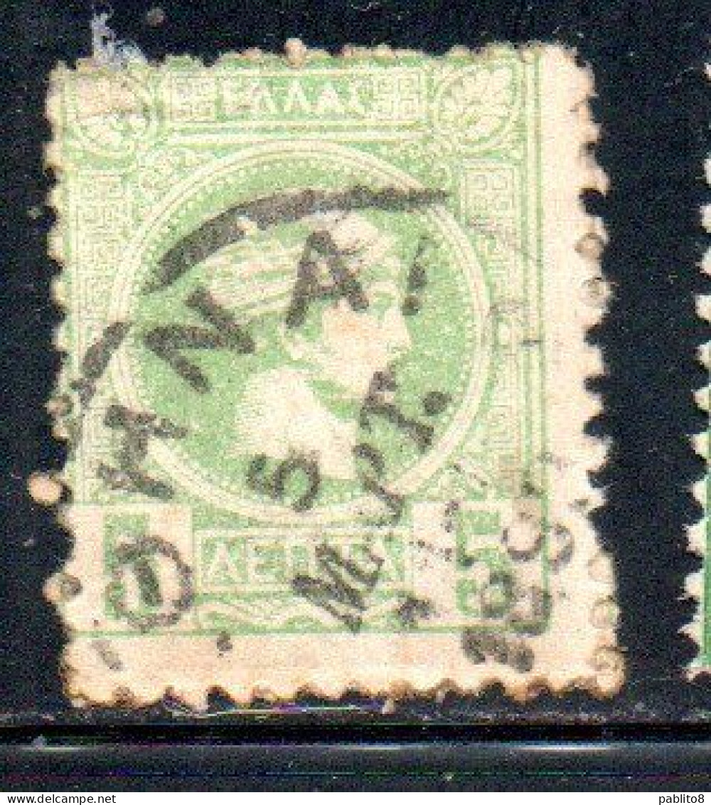 GREECE GRECIA ELLAS 1889 1891 1895 HERMES MERCURY MERCURIO LEPTA 5L USATO USED OBLITERE' - Used Stamps