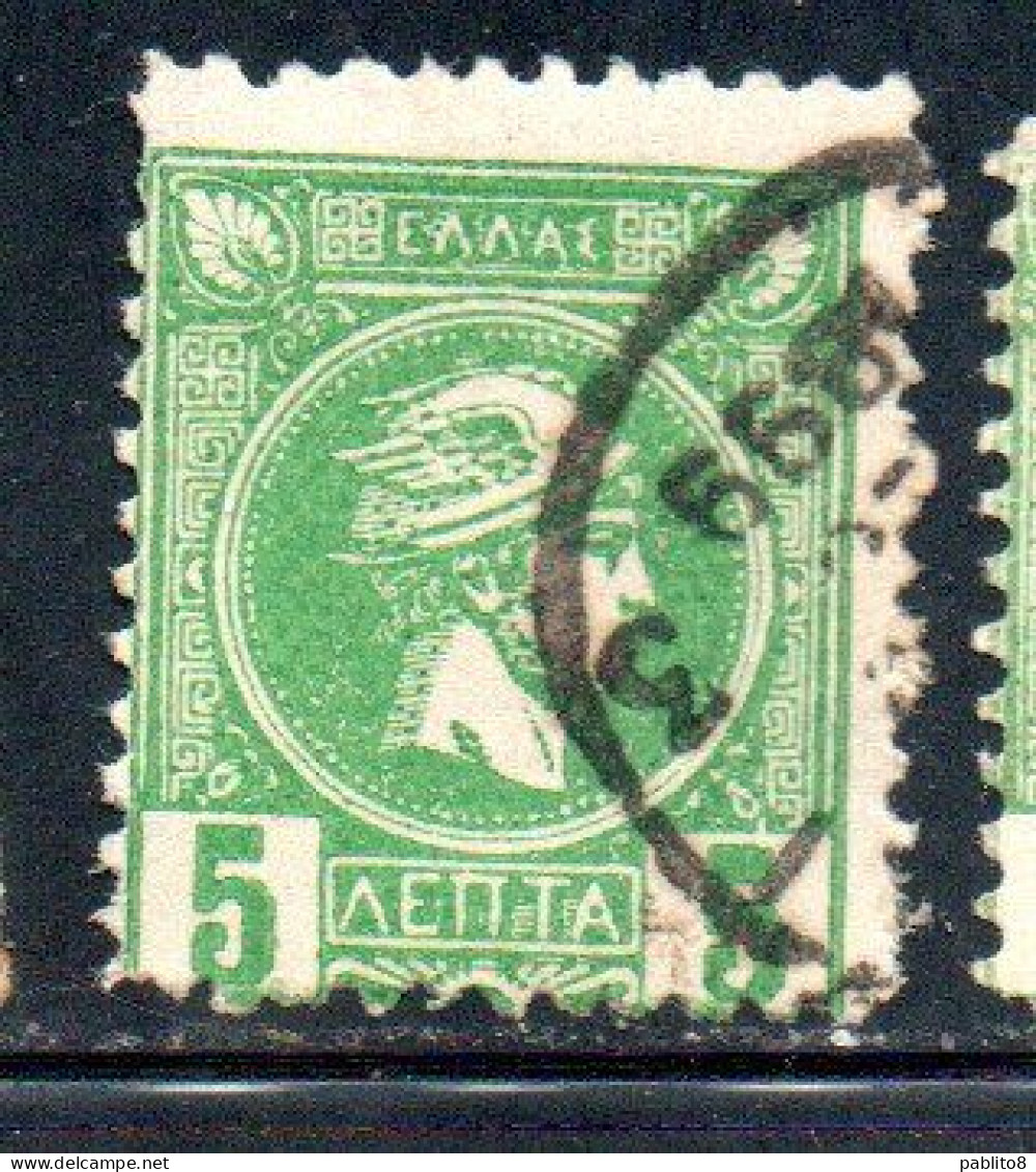 GREECE GRECIA ELLAS 1889 1891 1895 HERMES MERCURY MERCURIO LEPTA 5L USATO USED OBLITERE' - Used Stamps