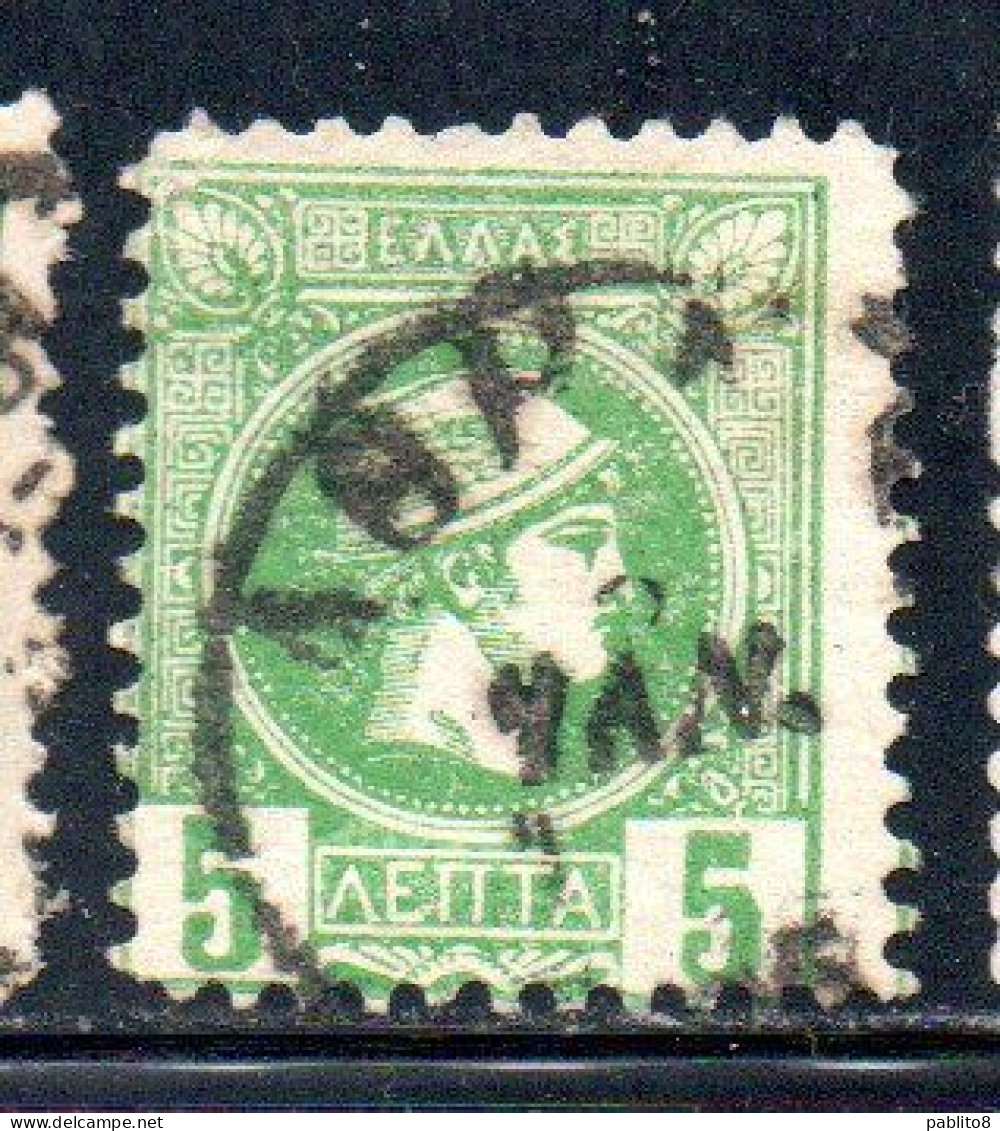 GREECE GRECIA ELLAS 1889 1891 1895 HERMES MERCURY MERCURIO LEPTA 5L USATO USED OBLITERE' - Usati