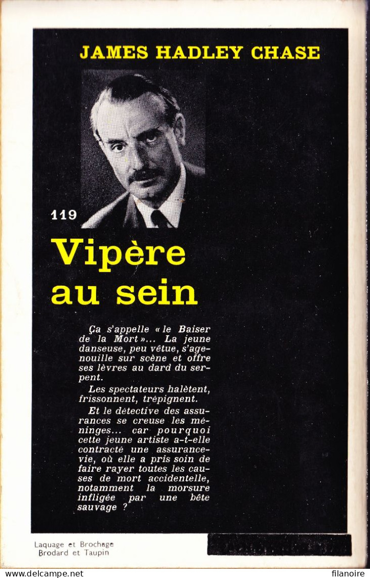 James Hadley CHASE  Vipère Au Sein Série Noire N°119 (1960) - Série Noire