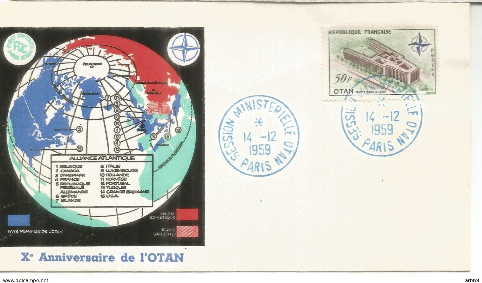 FRANCIA FDC PARIS 1959 OTAN NATO MILITAR ARMY - OTAN