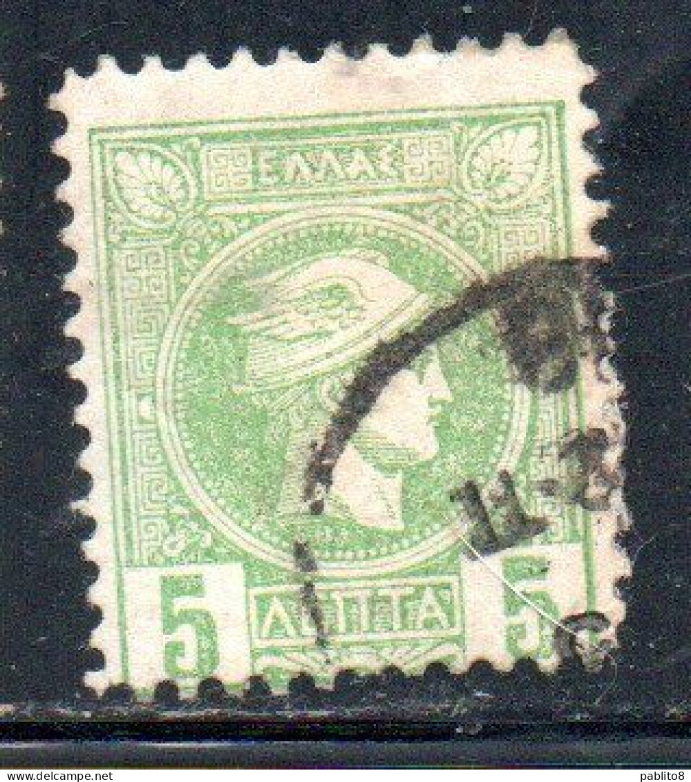 GREECE GRECIA ELLAS 1889 1891 1895 HERMES MERCURY MERCURIO LEPTA 5L USATO USED OBLITERE' - Used Stamps