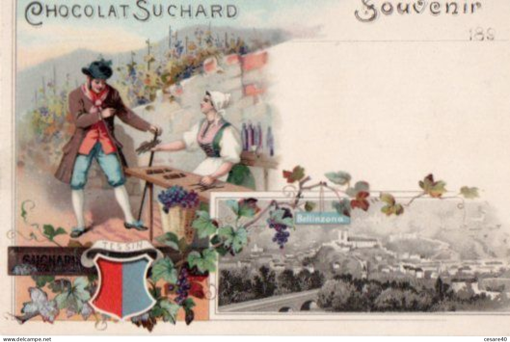 SVIZZERA - BELLINZONA - Souvenir, Litho, Pubb. Chocolat Suchard, 1900 Circa - FEBB-2024-41 - Bellinzone