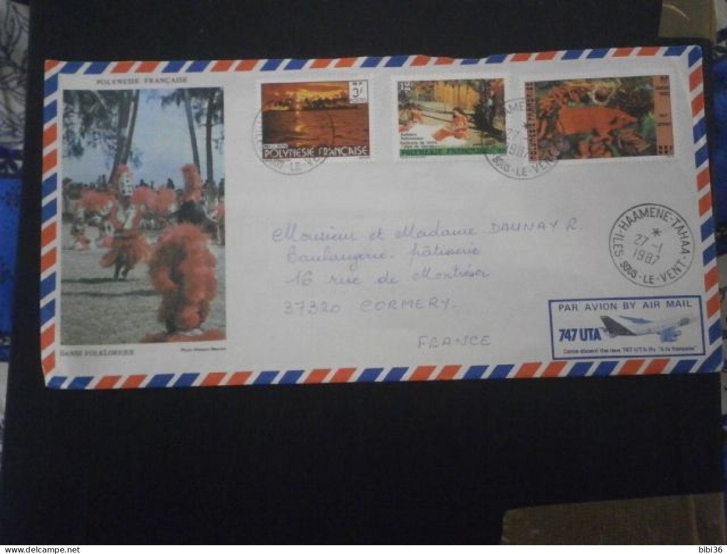 OCEANIE TAHITI OCEANIA LETTRE ENVELOPPE COURRIER CACHET HAAMENE TAHAA ILES SOUS LE VENT - Cartas & Documentos