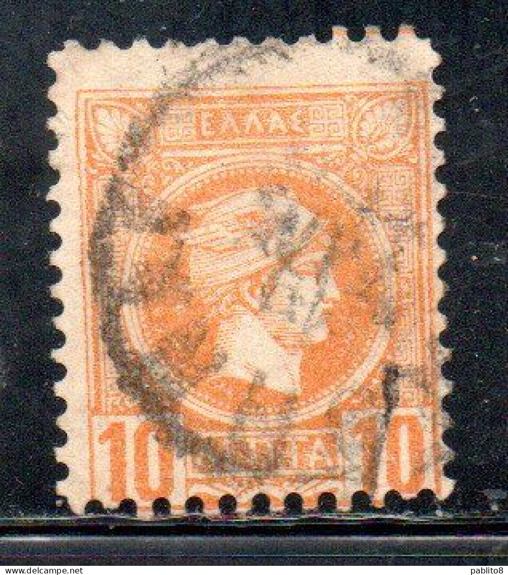 GREECE GRECIA ELLAS 1889 1891 1895 HERMES MERCURY MERCURIO LEPTA 10L USATO USED OBLITERE' - Gebruikt