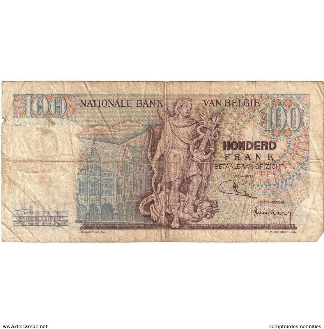 Belgique, 100 Francs, 1972-05-09, KM:134b, B - 100 Frank