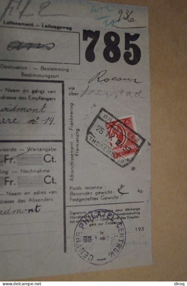 Chemin De Fer,dernier Jour Du Bureau De Poste De Grand-Leez,1939 ,pour Collection - Documenten & Fragmenten