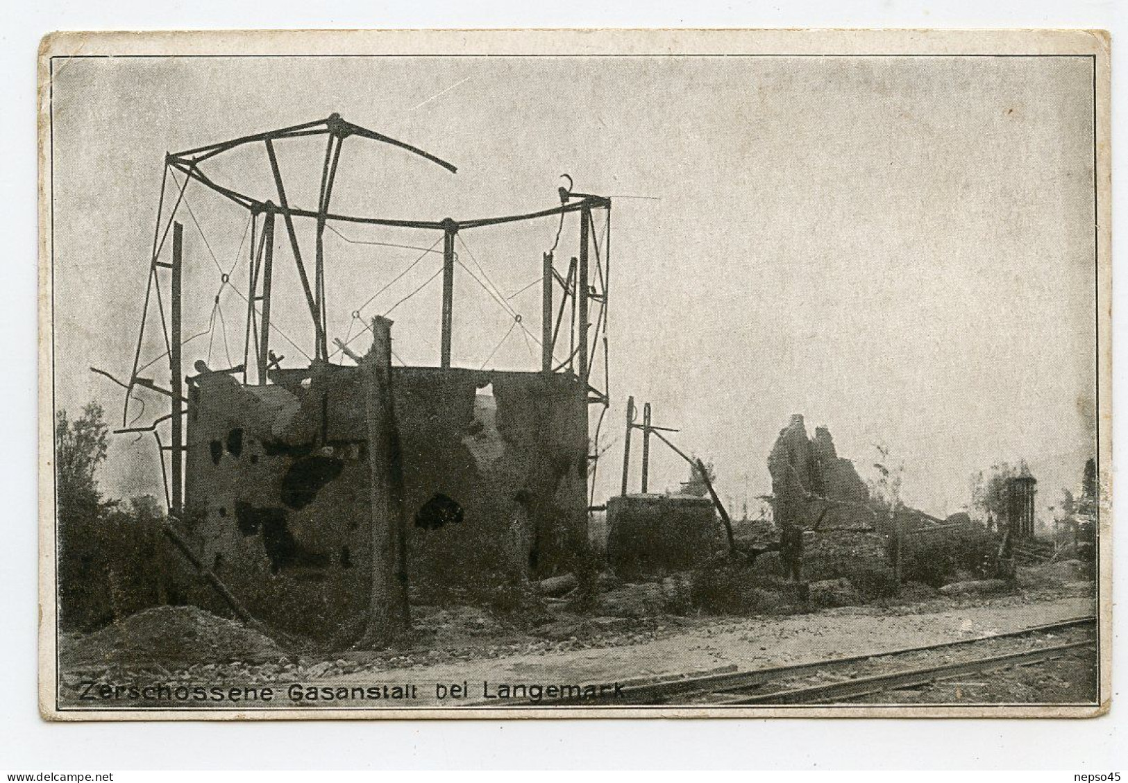 Zerschossene Gasanstalt Bei Langemarck,citerne De Gaz Détruite.Belgique Flandre-occidentale.Boezinge.Poelcappelle. - Langemark-Poelkapelle