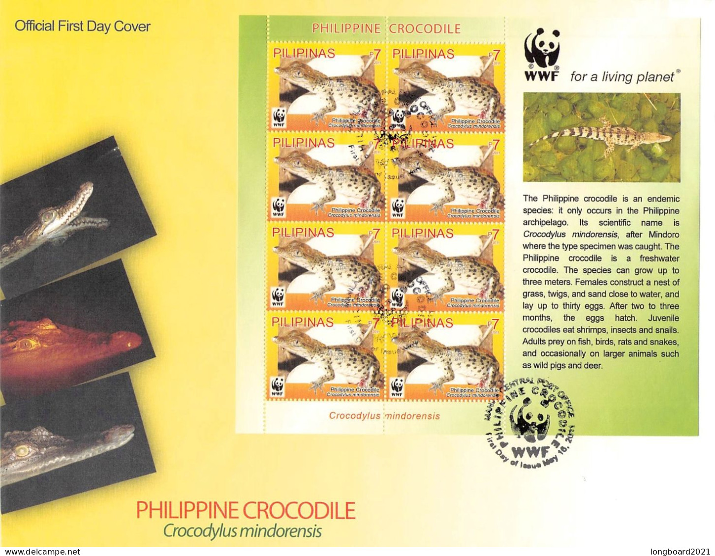 PHILIPPINES - FDC WWF 2011 MINISHEET - CROCODILE /4360 - Filippine