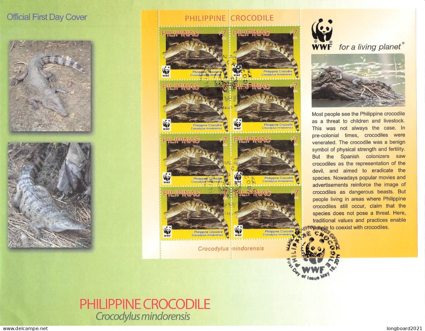 PHILIPPINES - FDC WWF 2011 MINISHEET - CROCODILE /4361 - Philippinen