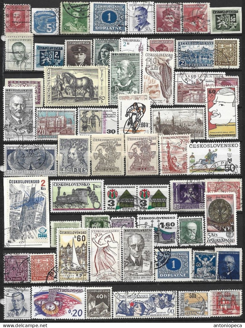 COLLECTION LOT  CZECHOSLOVAKIA 61 AC STAMPS - Collections, Lots & Series