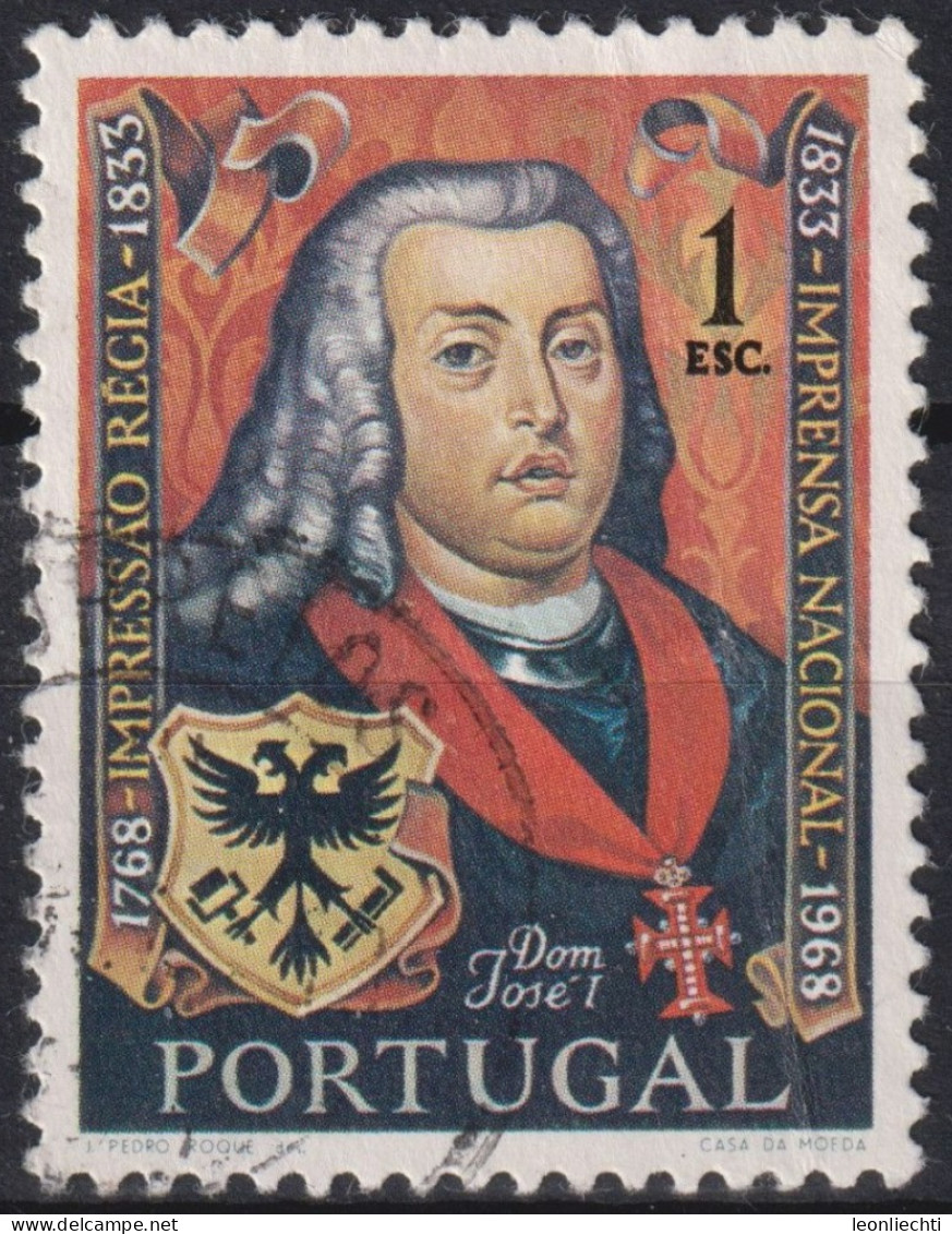 1969 Portugal ° Mi:PT 1073, Sn:PT 1041, Yt:PT 1054, King José I, Promoter Of Press & Coat Of Arms - Oblitérés