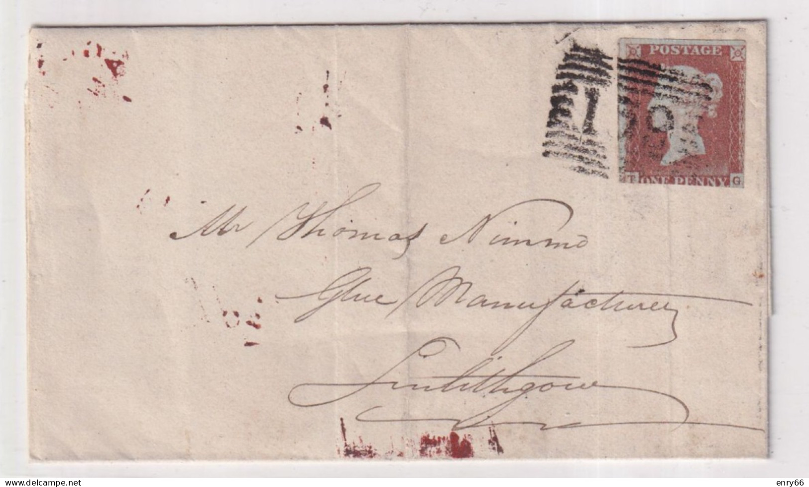 GRAN BRETAGNA  1848 LETTERA DA GLASCOW AFF. 1P ANNULLO NUMERALE 139 - Storia Postale