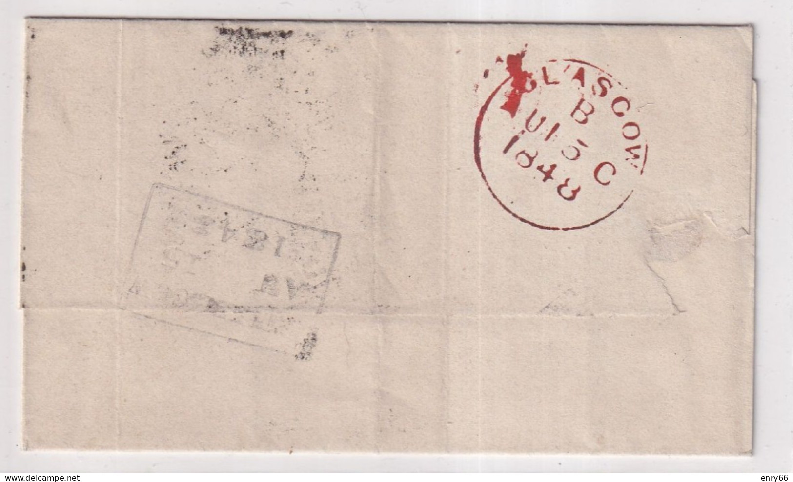 GRAN BRETAGNA  1848 LETTERA DA GLASCOW AFF. 1P ANNULLO NUMERALE 139 - Storia Postale