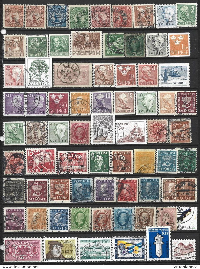 COLLECTION LOT SVEZIA. FINLANDIA 73 STAMPS - Collections