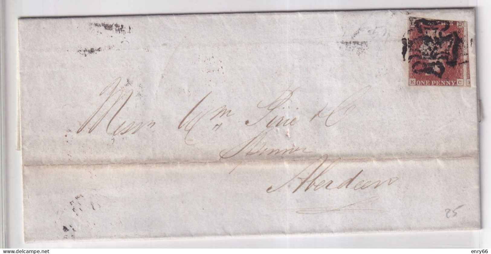 GRAN BRETAGNA  1841 LETTERA DA ABERDEEN  AFF. 1P ANNULLO CROCE DI MALTA - Covers & Documents