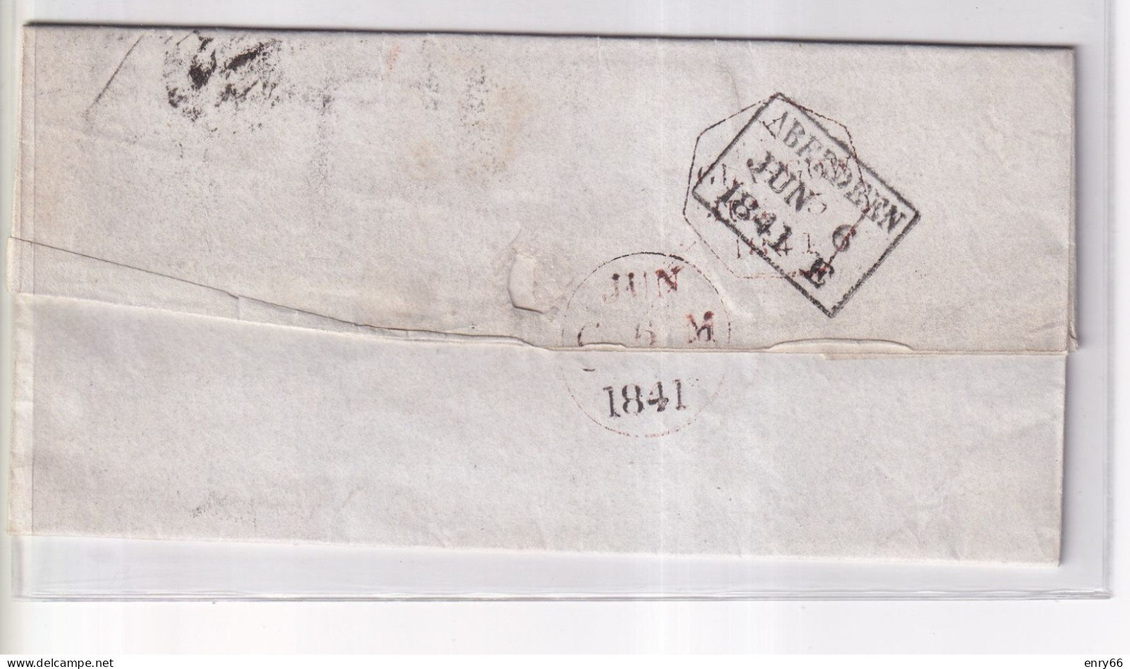 GRAN BRETAGNA  1841 LETTERA DA ABERDEEN  AFF. 1P ANNULLO CROCE DI MALTA - Covers & Documents