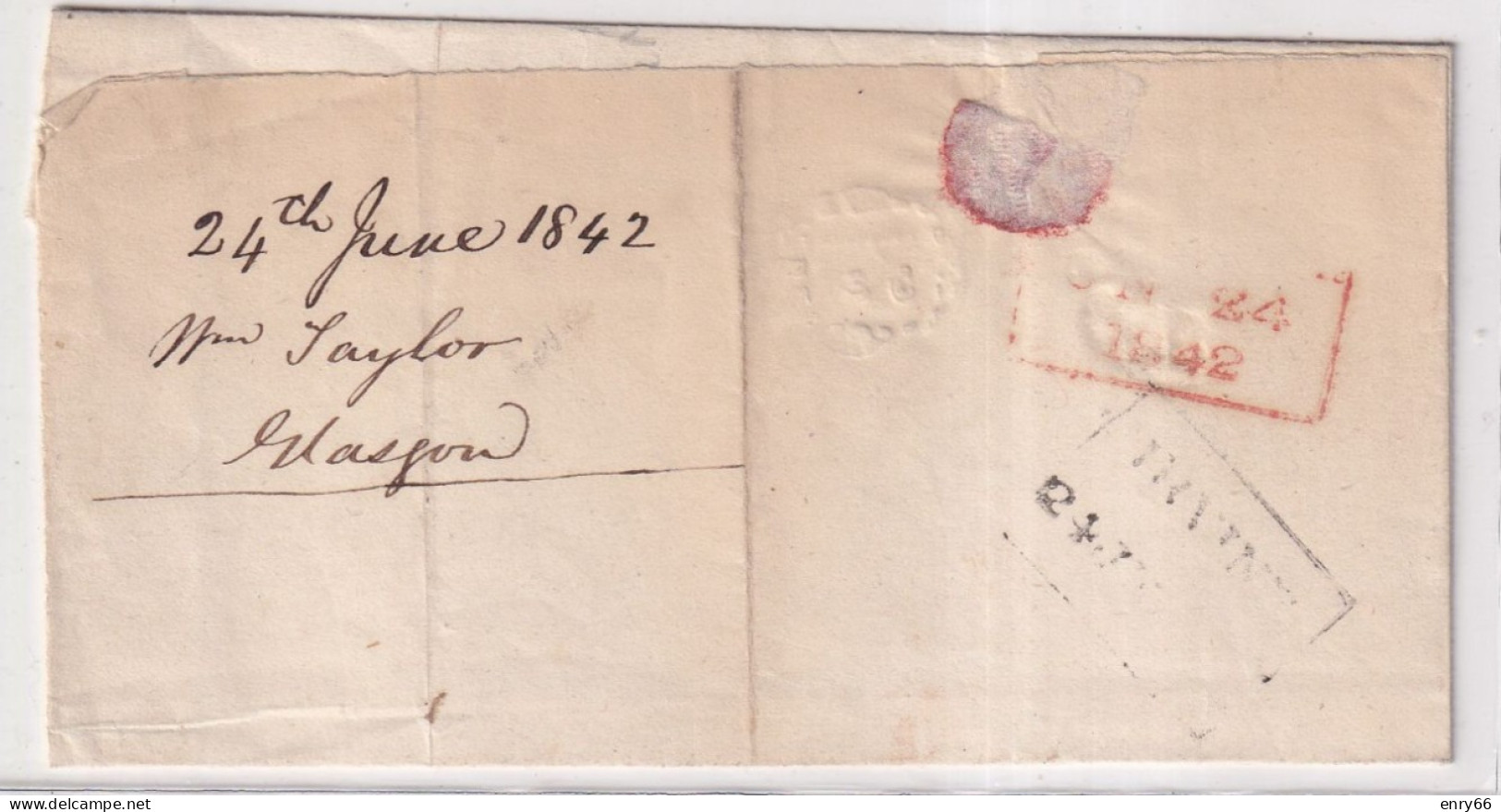 GRAN BRETAGNA  1843 LETTERA DA KIRKDBBRIGTH A KILMARNOCK  AFF. 1P ANNULLO CROCE DI MALTA - Covers & Documents