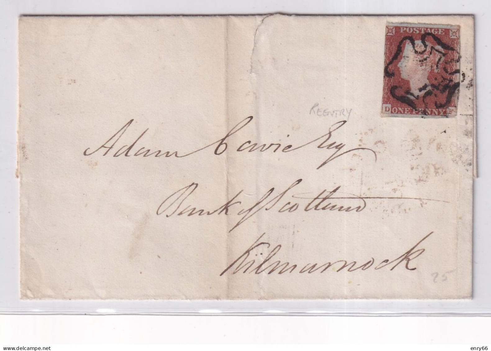 GRAN BRETAGNA  1842 LETTERA DA KILMARNOCK  AFF. 1P ANNULLO CROCE DI MALTA - Briefe U. Dokumente