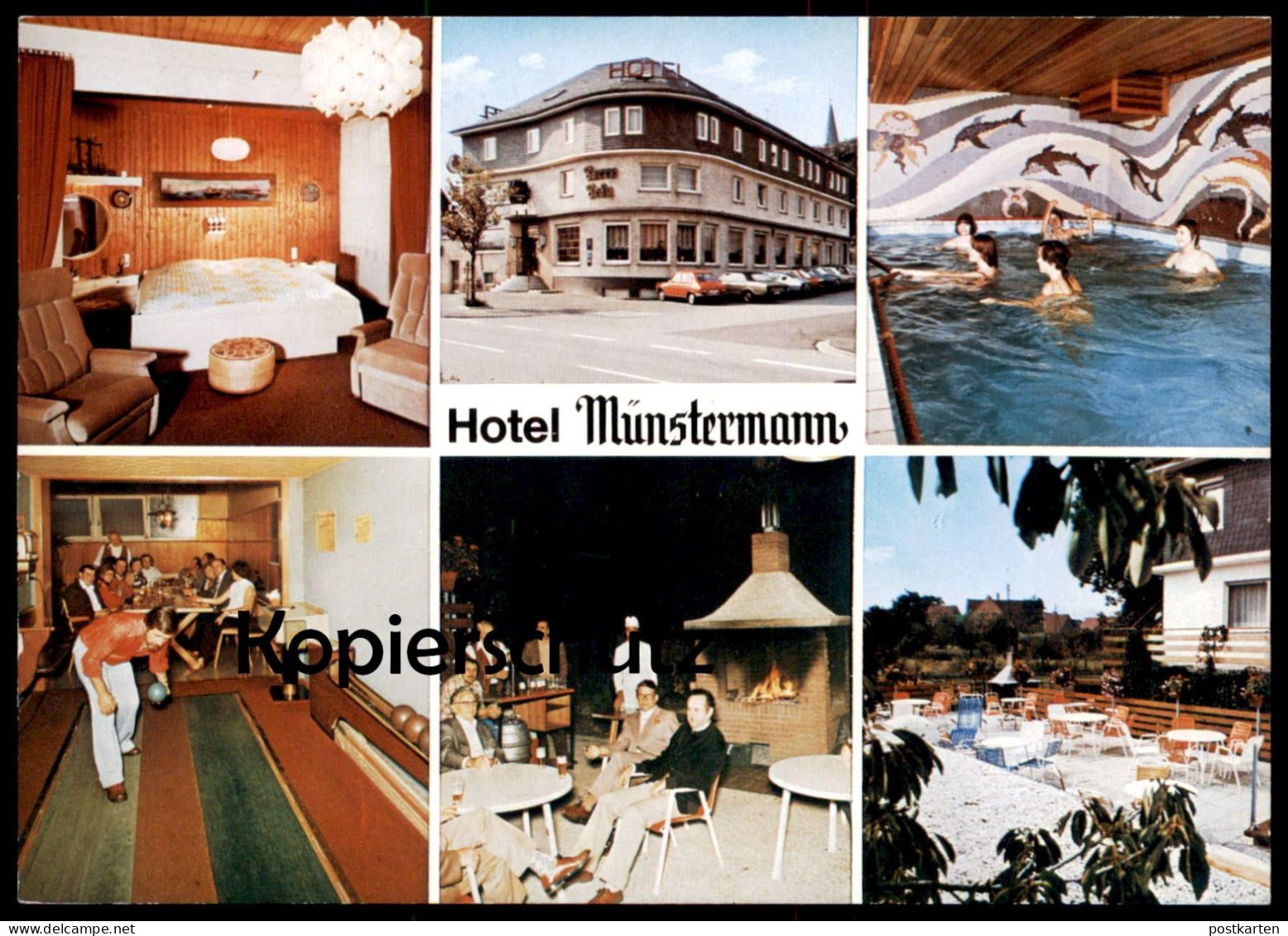 ÄLTERE POSTKARTE HOTEL MÜNSTERMANN HAAREN WANDMALEREI DELFINE Delphine Delfin Dolphin Dauphin Cpa Postcard Ansichtskarte - Dauphins