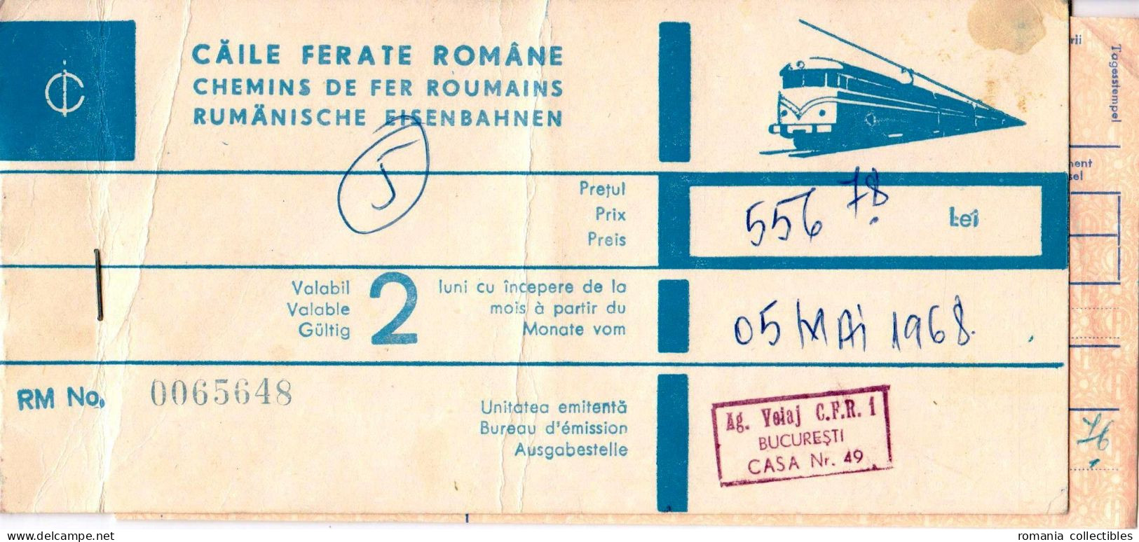 Romania, 1968, Vintage International Train Ticket - Belgrade - Milano - Roma - Genova, CFR - Other & Unclassified