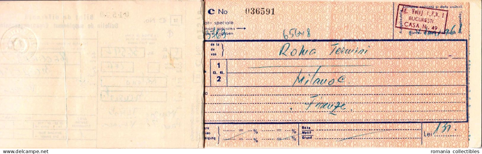 Romania, 1968, Vintage International Train Ticket - Belgrade - Milano - Roma - Genova, CFR - Other & Unclassified