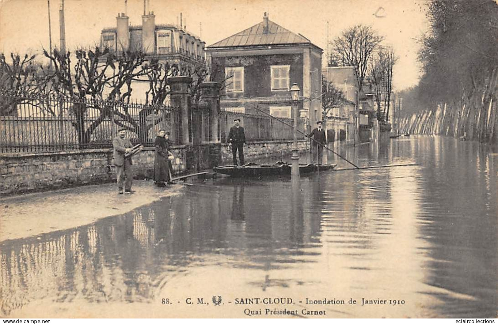 Saint Cloud         92      Inondation 1910.   Quai Président Carnot  N° 88    (voir Scan) - Saint Cloud