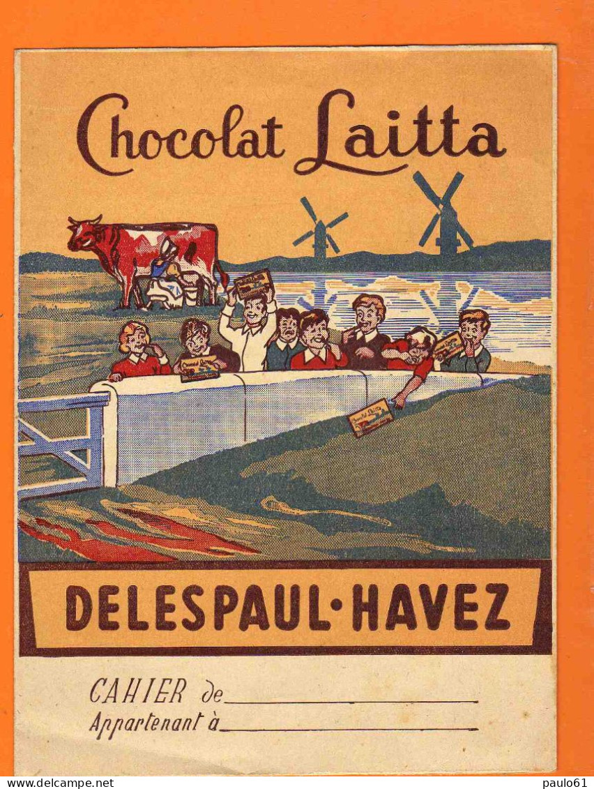 PROTEGE CAHIER  : Chocolat LAITTA  Delespaul Havez  Vache Enfants Moulins - Book Covers