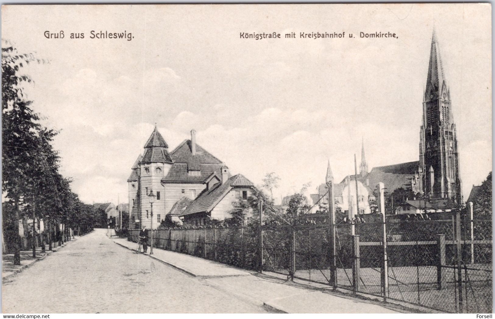 Gruss Aus Schleswig , Königstraße Mit Kreisbahnhof U. Domkirche (Ungebraucht) - Schleswig